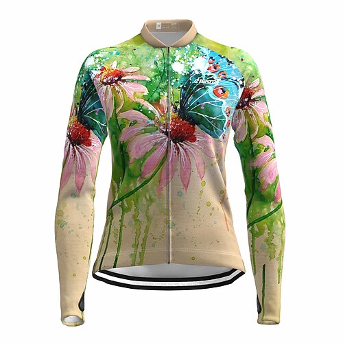 21Grams Women's Cycling Jersey Long Sleeve Bike Top with 3 Rear Pockets Mountain Bike MTB Road Bike Cycling Breathable Quick Dry Moisture Wicking Reflective Strips Green Butterfly Floral Botanical
21Grams Women's Cycling Jersey Long Sleeve Bike Top with 3 Rear Pockets Mountain Bike MTB Road Bike Cycling Breathable Quick Dry Moisture Wicking Reflective Strips Green Butterfly Floral Botanical
