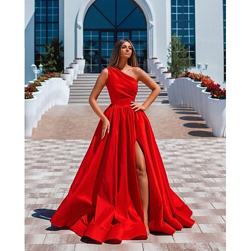 A-Line Sexy High Split Prom Formal Evening Dress One Shoulder Sleeveless Floor Length Charmeuse with Ruched Slit 2022
A-Line Sexy High Split Prom Formal Evening Dress One Shoulder Sleeveless Floor Length Charmeuse with Ruched Slit 2022