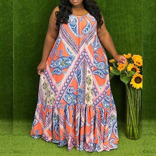 Women's Plus Size Holiday Dress Floral Crew Neck Print Sleeveless Spring Summer Casual Maxi long Dress Causal Date Dress
Women's Plus Size Holiday Dress Floral Crew Neck Print Sleeveless Spring Summer Casual Maxi long Dress Causal Date Dress