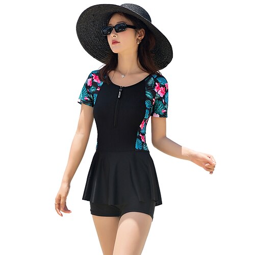 Women's One Piece Swimsuit UV Sun Protection Breathable Lightweight Short Sleeve Bodysuit Bathing Suit Front Zip Vintage Swimming Surfing Beach Water Sports Floral / Botanical Summer / Stretchy
Women's One Piece Swimsuit UV Sun Protection Breathable Lightweight Short Sleeve Bodysuit Bathing Suit Front Zip Vintage Swimming Surfing Beach Water Sports Floral / Botanical Summer / Stretchy