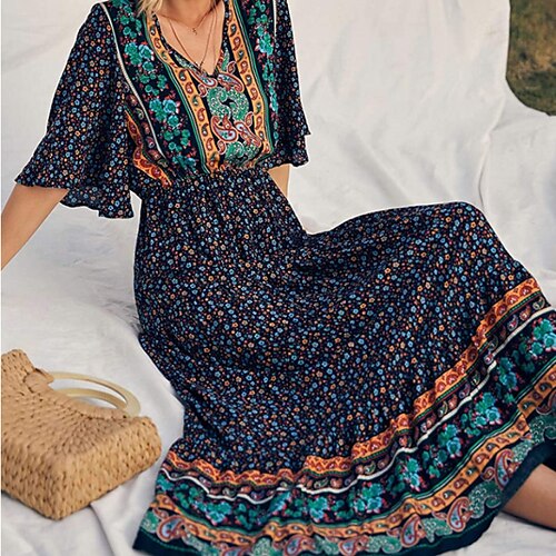 Mulheres Vestido Swing Verde Preto Azul Manga Curta Floral Franzido Primavera Verão Decote V 2022 S M L XL
Mulheres Vestido Swing Verde Preto Azul Manga Curta Floral Franzido Primavera Verão Decote V 2022 S M L XL