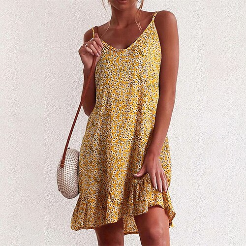 Women's A Line Dress Floral Dress Short Mini Dress Black Gray Yellow Sleeveless Floral Ruffle Print Spring Summer V Neck Spaghetti Strap Stylish Casual Loose 2022 S M L XL XXL 3XL
Women's A Line Dress Floral Dress Short Mini Dress Black Gray Yellow Sleeveless Floral Ruffle Print Spring Summer V Neck Spaghetti Strap Stylish Casual Loose 2022 S M L XL XXL 3XL