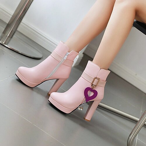 Women's Boots Work Daily Heel Boots Booties Ankle Boots Chunky Heel Round Toe PU Zipper Solid Colored Black Rosy Pink White
Women's Boots Work Daily Heel Boots Booties Ankle Boots Chunky Heel Round Toe PU Zipper Solid Colored Black Rosy Pink White