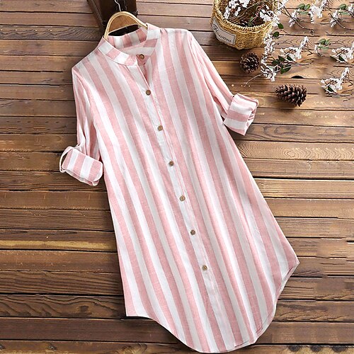 Women's Plus Size Tops Shirt Striped Lettuce Trim Long Sleeve Shirt Collar Basic Daily Weekend Cotton Fall Spring Black Blue / Loose Fit
Women's Plus Size Tops Shirt Striped Lettuce Trim Long Sleeve Shirt Collar Basic Daily Weekend Cotton Fall Spring Black Blue / Loose Fit