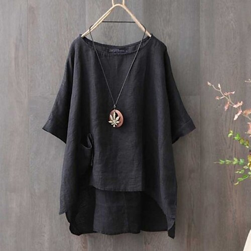 Women's Plus Size Tops T shirt Tee Plain Pocket Asymmetric 3/4 Length Sleeve Crew Neck Basic Casual Daily Going out Cotton Fall Spring Black Red
Women's Plus Size Tops T shirt Tee Plain Pocket Asymmetric 3/4 Length Sleeve Crew Neck Basic Casual Daily Going out Cotton Fall Spring Black Red