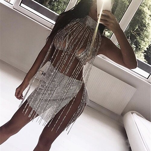 Women's Swimwear Cover Up Swimsuit Tassel Halter Glitter Glittery Silver Gold Bathing Suits Classic & Timeless Chic & Modern
Women's Swimwear Cover Up Swimsuit Tassel Halter Glitter Glittery Silver Gold Bathing Suits Classic & Timeless Chic & Modern