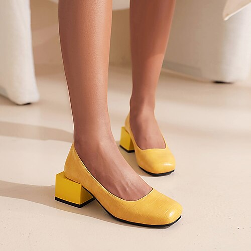 Women's Heels Daily Summer Chunky Heel Round Toe Minimalism PU Leather Loafer Solid Colored Black Green Yellow 
Women's Heels Daily Summer Chunky Heel Round Toe Minimalism PU Leather Loafer Solid Colored Black Green Yellow