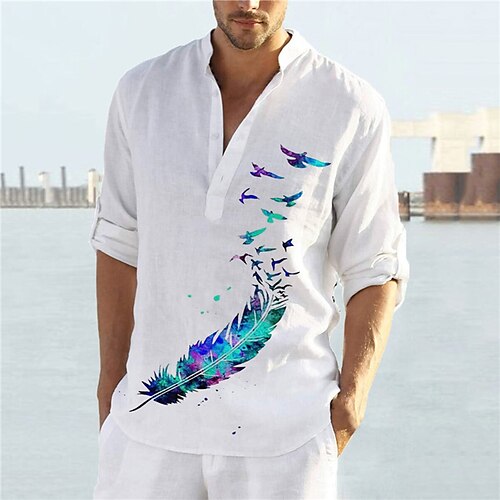 Men's Shirt 3D Print Bird Feather Stand Collar Street Casual Button-Down Print Long Sleeve Tops Casual Fashion Comfortable Blue / Spring / Summer
Men's Shirt 3D Print Bird Feather Stand Collar Street Casual Button-Down Print Long Sleeve Tops Casual Fashion Comfortable Blue / Spring / Summer
