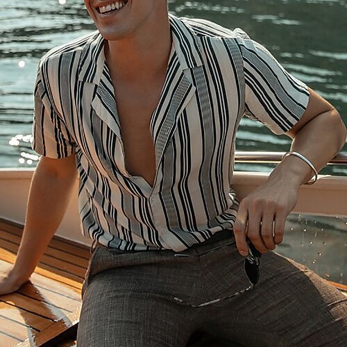 Men's Shirt Summer Hawaiian Shirt Striped Turndown Gray Casual Daily Short Sleeve Print Clothing Apparel Sports Fashion Casual Comfortable
Men's Shirt Summer Hawaiian Shirt Striped Turndown Gray Casual Daily Short Sleeve Print Clothing Apparel Sports Fashion Casual Comfortable