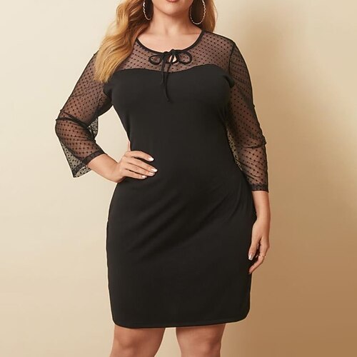 Women's Plus Size Party Dress Polka Dot V Neck Mesh Long Sleeve Fall Spring Casual Prom Dress Short Mini Dress Daily Vacation Dress
Women's Plus Size Party Dress Polka Dot V Neck Mesh Long Sleeve Fall Spring Casual Prom Dress Short Mini Dress Daily Vacation Dress