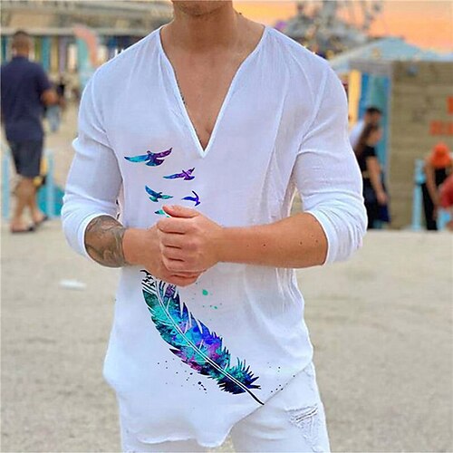 Men's Shirt Graphic Shirt Bird Feather V Neck White 3D Print Outdoor Street Long Sleeve Print Clothing Apparel Fashion Designer Casual Comfortable / Summer / Spring / Summer
Men's Shirt Graphic Shirt Bird Feather V Neck White 3D Print Outdoor Street Long Sleeve Print Clothing Apparel Fashion Designer Casual Comfortable / Summer / Spring / Summer