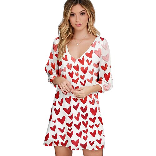 Damen Sommerkleid Fuchsie Rote Weiß 3/4 Ärmel Herz Bedruckt Winter Herbst V Ausschnitt Modern Lockere Passform 2022 S M L XL XXL 3XL
Damen Sommerkleid Fuchsie Rote Weiß 3/4 Ärmel Herz Bedruckt Winter Herbst V Ausschnitt Modern Lockere Passform 2022 S M L XL XXL 3XL