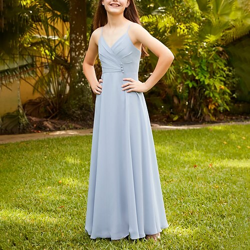 A-Line Floor Length Spaghetti Strap Chiffon Junior Bridesmaid Dresses&Gowns With Buttons Wedding Party Dresses 4-16 Year
A-Line Floor Length Spaghetti Strap Chiffon Junior Bridesmaid Dresses&Gowns With Buttons Wedding Party Dresses 4-16 Year