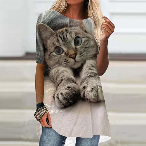 Mulheres Vestido T shirt Cinzento Meia Manga Animal Imprimir Outono Primavera Gola Redonda Moderno 2022 S M L XL XXL 3XL
Mulheres Vestido T shirt Cinzento Meia Manga Animal Imprimir Outono Primavera Gola Redonda Moderno 2022 S M L XL XXL 3XL