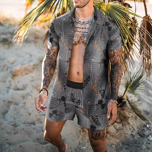 Men's Shirt Set Summer Hawaiian Shirt Floral Graphic Prints Turndown Gray 3D Print Outdoor Casual Short Sleeve 3D Print Button-Down Clothing Apparel Fashion Casual Hawaiian Comfortable / Spring
Men's Shirt Set Summer Hawaiian Shirt Floral Graphic Prints Turndown Gray 3D Print Outdoor Casual Short Sleeve 3D Print Button-Down Clothing Apparel Fashion Casual Hawaiian Comfortable / Spring