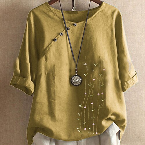 Women's Plus Size Curve Tops Blouse T shirt Floral Embroidered Print Short Sleeve Crewneck Basic Streetwear Festival Daily Sports Cotton Spring Summer Green Blue
Women's Plus Size Curve Tops Blouse T shirt Floral Embroidered Print Short Sleeve Crewneck Basic Streetwear Festival Daily Sports Cotton Spring Summer Green Blue