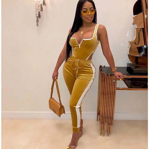 Women's Tank Top Pants Sets Sexy Green Blue Casual Vacation Striped Zipper Drawstring V Neck S M L XL XXL / Cut Out / Slim
Women's Tank Top Pants Sets Sexy Green Blue Casual Vacation Striped Zipper Drawstring V Neck S M L XL XXL / Cut Out / Slim