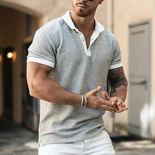 Men's Collar Polo Shirt T shirt Tee Golf Shirt Solid Color Collar Gray Casual Daily Short Sleeve Clothing Apparel Sports Fashion Lightweight Big and Tall / Summer / Summer 
Men's Collar Polo Shirt T shirt Tee Golf Shirt Solid Color Collar Gray Casual Daily Short Sleeve Clothing Apparel Sports Fashion Lightweight Big and Tall / Summer / Summer