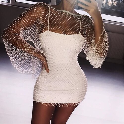 Women's Cut Out Dress Sheath Dress Short Mini Dress White Black Long Sleeve Pure Color Mesh Fall Winter Crew Neck Party Hot Flare Cuff Sleeve 2022 One-Size / Sequin Dress
Women's Cut Out Dress Sheath Dress Short Mini Dress White Black Long Sleeve Pure Color Mesh Fall Winter Crew Neck Party Hot Flare Cuff Sleeve 2022 One-Size / Sequin Dress