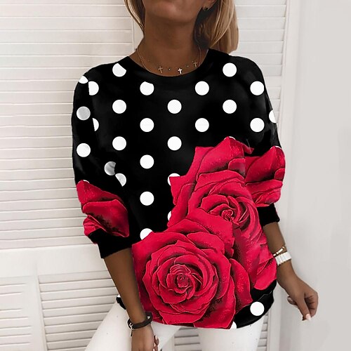 Women's Sweatshirt Pullover Active Streetwear Print Black Polka Dot Rose Daily Round Neck Long Sleeve S M L XL XXL 3XL
Women's Sweatshirt Pullover Active Streetwear Print Black Polka Dot Rose Daily Round Neck Long Sleeve S M L XL XXL 3XL
