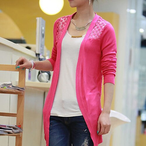 Women's Cardigan Sweater Jumper Knit Tunic Knitted Lace Trims Pure Color Open Front Basic Stylish Outdoor Daily Spring Summer Green Blue One-Size / Long Sleeve / Holiday / Casual / Regular Fit
Women's Cardigan Sweater Jumper Knit Tunic Knitted Lace Trims Pure Color Open Front Basic Stylish Outdoor Daily Spring Summer Green Blue One-Size / Long Sleeve / Holiday / Casual / Regular Fit