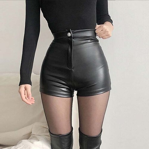 Dame Shorts Varme bukser PU Imiteret Læder Sort Medium Talje Mode Afslappet Weekend Mikroelastisk Korte Komfort Vanlig S M L XL / Tynd
Dame Shorts Varme bukser PU Imiteret Læder Sort Medium Talje Mode Afslappet Weekend Mikroelastisk Korte Komfort Vanlig S M L XL / Tynd