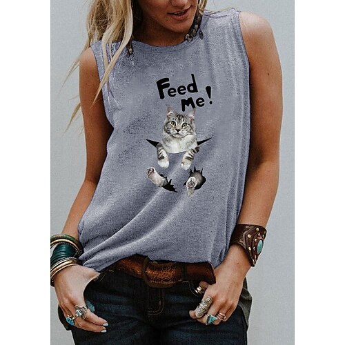 Women's Tank Top Blue Purple Light gray Graphic Animal Print Sleeveless Daily Holiday Basic Round Neck Regular 3D Cat S
Women's Tank Top Blue Purple Light gray Graphic Animal Print Sleeveless Daily Holiday Basic Round Neck Regular 3D Cat S