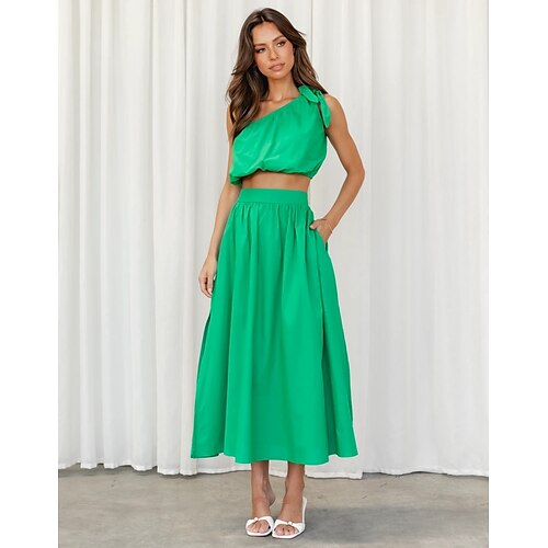 Women's Crop Top Skirt Sets Sexy Green Pink Casual Holiday Solid Color One Shoulder S M L XL
Women's Crop Top Skirt Sets Sexy Green Pink Casual Holiday Solid Color One Shoulder S M L XL