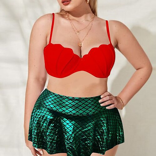 Mulheres Roupa de Banho Biquíni 2 partes Tamanho Grande roupa de banho Sem costas para bustos grandes sereia Vermelho Camisola Com Alças Fatos de banho novo Férias Sensual / Moderno / Com Bojo
Mulheres Roupa de Banho Biquíni 2 partes Tamanho Grande roupa de banho Sem costas para bustos grandes sereia Vermelho Camisola Com Alças Fatos de banho novo Férias Sensual / Moderno / Com Bojo