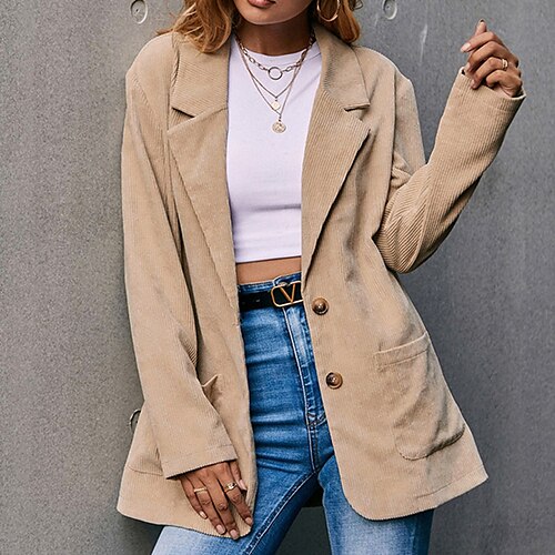 Women's Blazer Street Daily Going out Spring Fall Regular Coat Regular Fit Windproof Warm Streetwear Casual Jacket Long Sleeve Solid Color Pocket Dark Green Brown Navy Blue
Women's Blazer Street Daily Going out Spring Fall Regular Coat Regular Fit Windproof Warm Streetwear Casual Jacket Long Sleeve Solid Color Pocket Dark Green Brown Navy Blue