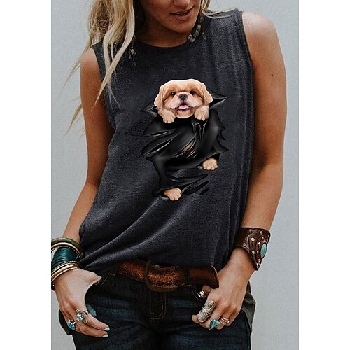 Women's Tank Top Dark Gray Graphic Animal Print Sleeveless Daily Holiday Basic Round Neck Regular S / Dog
Women's Tank Top Dark Gray Graphic Animal Print Sleeveless Daily Holiday Basic Round Neck Regular S / Dog