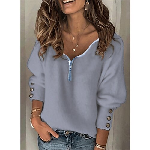 Women's Pullover Sweater Zipper Knitted Button Solid Color Stylish Basic Casual Long Sleeve Sweater Cardigans V Neck Fall Winter Blue Gray White
Women's Pullover Sweater Zipper Knitted Button Solid Color Stylish Basic Casual Long Sleeve Sweater Cardigans V Neck Fall Winter Blue Gray White