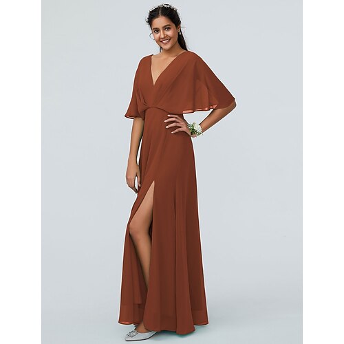 Linea-A Vestito da damigella A V Manica corta Elegante Lungo Chiffon con Spacco sul davanti 2022
Linea-A Vestito da damigella A V Manica corta Elegante Lungo Chiffon con Spacco sul davanti 2022