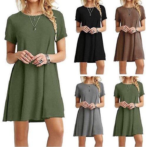 Women's Shift Dress Basic Plain Daily Round Neck Regular Spring & Fall Blue White Black Brown
Women's Shift Dress Basic Plain Daily Round Neck Regular Spring & Fall Blue White Black Brown