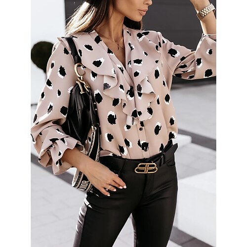 Women's Blouse Shirt Pink Beige White Polka Dot Ruffle Patchwork Long Sleeve Casual Daily Vintage Casual V Neck Cotton S
Women's Blouse Shirt Pink Beige White Polka Dot Ruffle Patchwork Long Sleeve Casual Daily Vintage Casual V Neck Cotton S