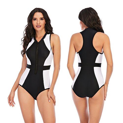 Women's One Piece Swimsuit Nylon Spandex Bodysuit Bathing Suit UV Sun Protection Breathable Quick Dry Stretchy Sleeveless Front Zip - Swimming Surfing Beach Water Sports Patchwork Summer
Women's One Piece Swimsuit Nylon Spandex Bodysuit Bathing Suit UV Sun Protection Breathable Quick Dry Stretchy Sleeveless Front Zip - Swimming Surfing Beach Water Sports Patchwork Summer