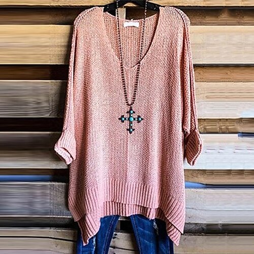 Women's Pullover Sweater jumper Jumper Knit Tunic Knitted Pure Color V Neck Basic Stylish Outdoor Daily Spring Summer Pink S M L / Holiday / Casual / Regular Fit / Going out
Women's Pullover Sweater jumper Jumper Knit Tunic Knitted Pure Color V Neck Basic Stylish Outdoor Daily Spring Summer Pink S M L / Holiday / Casual / Regular Fit / Going out