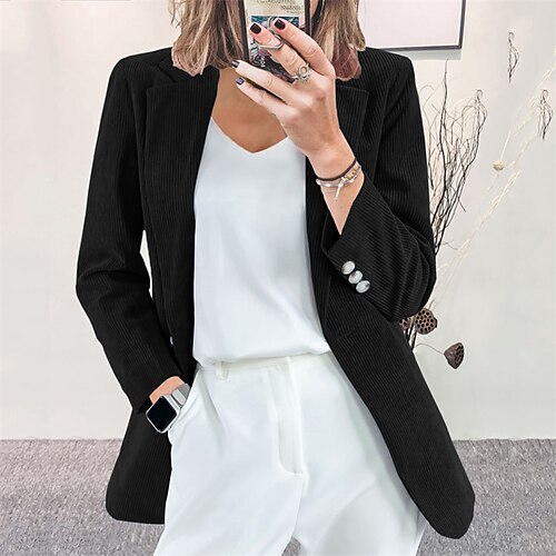 Women's Blazer Street Daily Going out Spring Fall Regular Coat Regular Fit Windproof Warm Streetwear Casual Jacket Long Sleeve Plain Pocket Black Blue Gray
Women's Blazer Street Daily Going out Spring Fall Regular Coat Regular Fit Windproof Warm Streetwear Casual Jacket Long Sleeve Plain Pocket Black Blue Gray