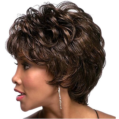 

Ladies Wig, Short Fluffy Curly Hair, Natural Heat-Resistant Synthetic Wig, Suitable for Parties, Parties and Daily Use