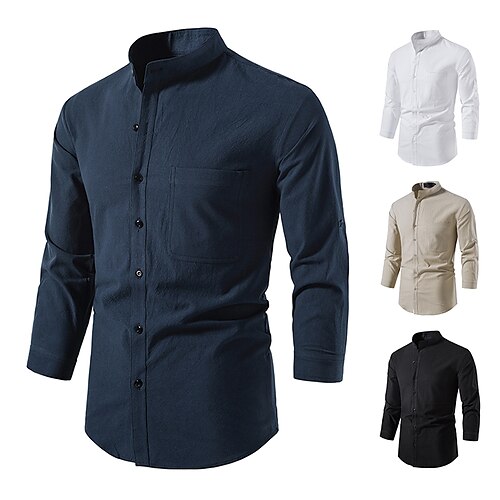Men's Shirt non-printing Solid Colored Plus Size Stand Collar Daily Long Sleeve Tops Fashion White Black Khaki Summer Shirts
Men's Shirt non-printing Solid Colored Plus Size Stand Collar Daily Long Sleeve Tops Fashion White Black Khaki Summer Shirts