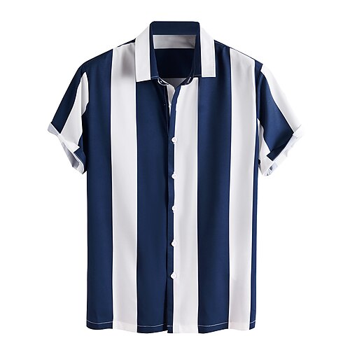 Men's Shirt Striped Turndown Street Casual Button-Down Print Short Sleeve Tops Casual Fashion Breathable Comfortable Navy Blue Summer Shirts
Men's Shirt Striped Turndown Street Casual Button-Down Print Short Sleeve Tops Casual Fashion Breathable Comfortable Navy Blue Summer Shirts