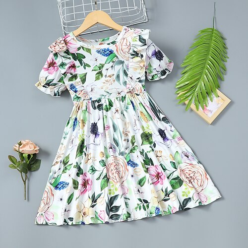 Kids Girls' Dress Floral A Line Dress Knee-length Dress Daily Patchwork Short Sleeve Cute Dress 3-10 Years Spring White
Kids Girls' Dress Floral A Line Dress Knee-length Dress Daily Patchwork Short Sleeve Cute Dress 3-10 Years Spring White