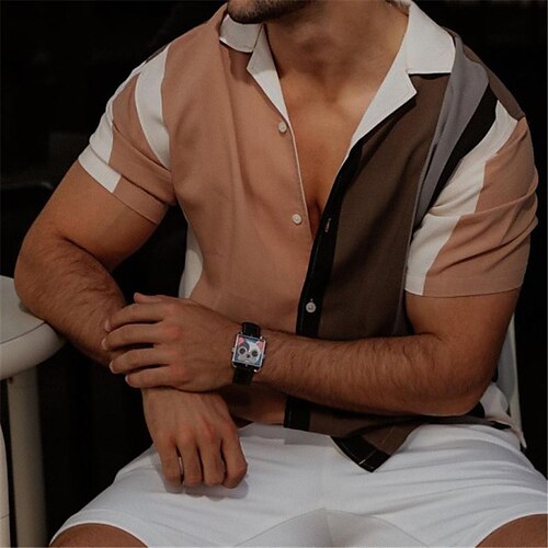 Homme Chemise Graphic Bloc de couleur Col rabattu Marron Extérieur Plein Air Manches Courtes Bouton bas Vêtement Tenue Mode Casual Respirable Confortable / Eté
Homme Chemise Graphic Bloc de couleur Col rabattu Marron Extérieur Plein Air Manches Courtes Bouton bas Vêtement Tenue Mode Casual Respirable Confortable / Eté