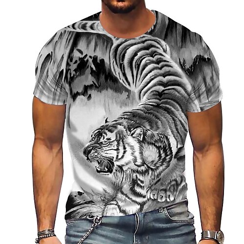 Men's T shirt Tee Animal Tiger Crew Neck Gray 3D Print Outdoor Street Short Sleeve Print Clothing Apparel Sports Fashion Sportswear Casual / Summer / Spring / Summer
Men's T shirt Tee Animal Tiger Crew Neck Gray 3D Print Outdoor Street Short Sleeve Print Clothing Apparel Sports Fashion Sportswear Casual / Summer / Spring / Summer