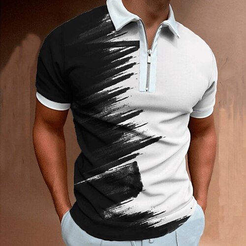Men's Golf Shirt Other Prints Camouflage Color Block Classic Collar Street Casual Zipper Patchwork Short Sleeve Tops Casual Fashion Classic Streetwear Black / White Summer Shirts
Men's Golf Shirt Other Prints Camouflage Color Block Classic Collar Street Casual Zipper Patchwork Short Sleeve Tops Casual Fashion Classic Streetwear Black / White Summer Shirts