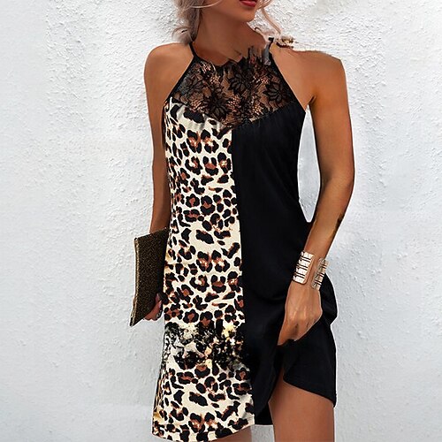 Women's Casual Dress Mini Dress Black Sleeveless Leopard Print Spring Summer Halter Neck Hot Weekend 2022 S M L XL XXL 3XL
Women's Casual Dress Mini Dress Black Sleeveless Leopard Print Spring Summer Halter Neck Hot Weekend 2022 S M L XL XXL 3XL