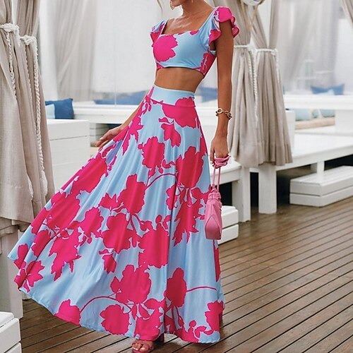 Women's Crop Top Tank Top Skirt Sets Basic Blue Casual Vacation Floral Ruffle Print Square Neck S M L XL XXL
Women's Crop Top Tank Top Skirt Sets Basic Blue Casual Vacation Floral Ruffle Print Square Neck S M L XL XXL