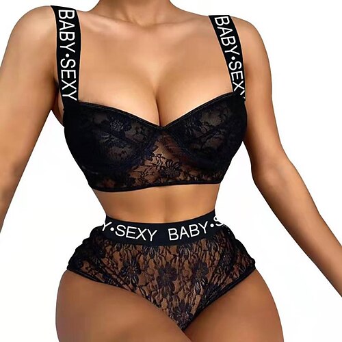 Per donna Lingerie sensuale Completo intimo 1 set Alfabetico caldo Interni Da letto San Valentino Di pizzo Traspirante Spacco a V Senza maniche Schiena scoperta Pizzo Primavera Estate Nero / Sexy
Per donna Lingerie sensuale Completo intimo 1 set Alfabetico caldo Interni Da letto San Valentino Di pizzo Traspirante Spacco a V Senza maniche Schiena scoperta Pizzo Primavera Estate Nero / Sexy