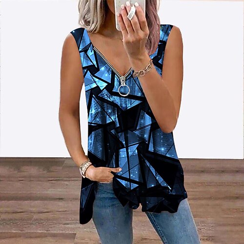 Women's Tank Top Vest Blue Purple Gold Geometric Flowing tunic Quarter Zip Sleeveless Daily Weekend Streetwear Casual V Neck Regular Geometric S / 3D Print / Print
Women's Tank Top Vest Blue Purple Gold Geometric Flowing tunic Quarter Zip Sleeveless Daily Weekend Streetwear Casual V Neck Regular Geometric S / 3D Print / Print