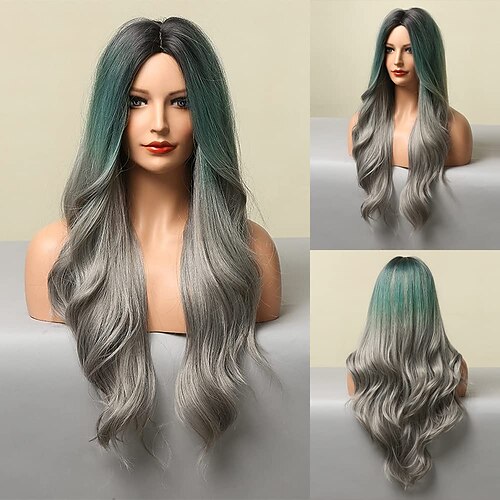 Women's Long Grey Wigs Gradient Grey Wavy Wigs Gradient Grey to Green Wigs Heat Resistant Wigs Synthetic Long Wigs for Everyday Party
Women's Long Grey Wigs Gradient Grey Wavy Wigs Gradient Grey to Green Wigs Heat Resistant Wigs Synthetic Long Wigs for Everyday Party